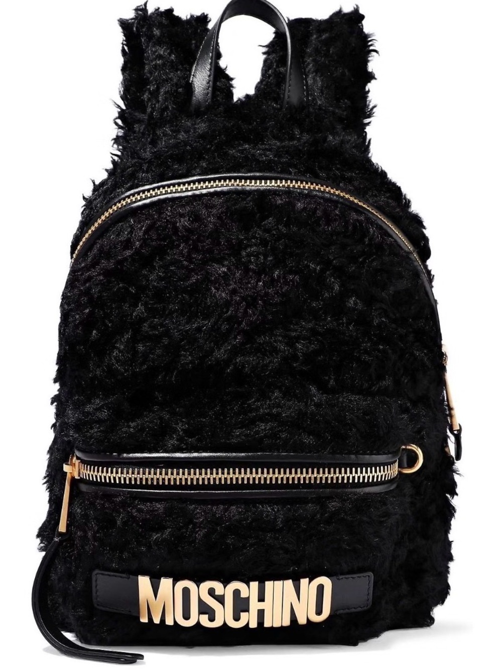 Moschino Couture x Jeremy Scott Black Mohair Teddy Bear Backpack